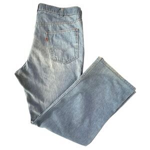VINTAGE 70s Levi’s Orange Tab Bootcut Wide Leg Light Wash Denim Jeans Men 36x29